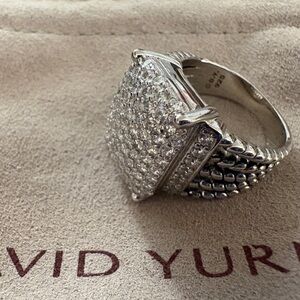 David Yurman Silver Ring with White Accents sz8